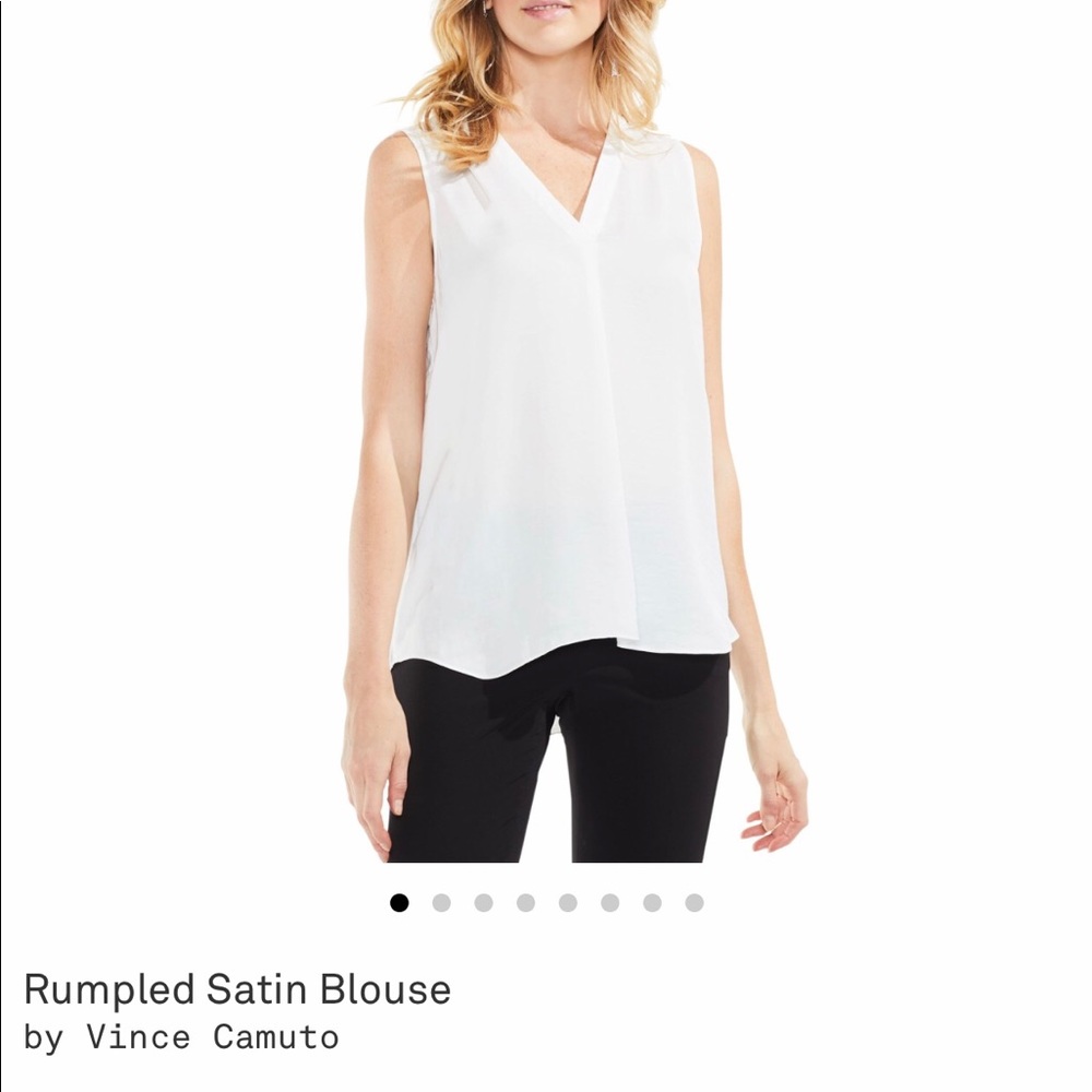 Vince Camuto V-neck Rumpled Satin Tank
